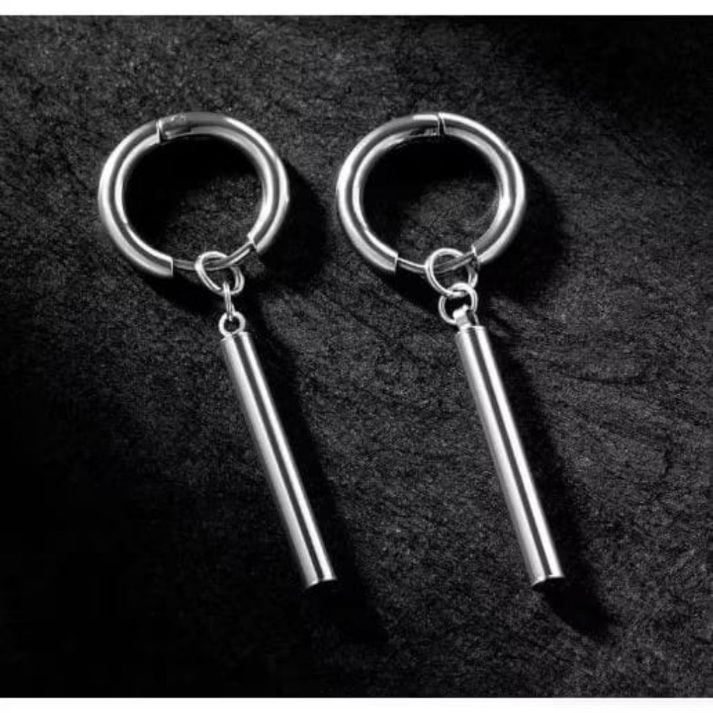 Anting Bulat Hoop Model Panjang punkz Titanium