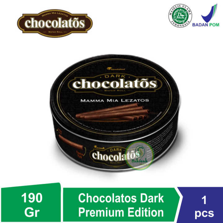 Chocolatos Dark Chocolate 190 Gram Wafer Roll  Jar Toples Kaleng