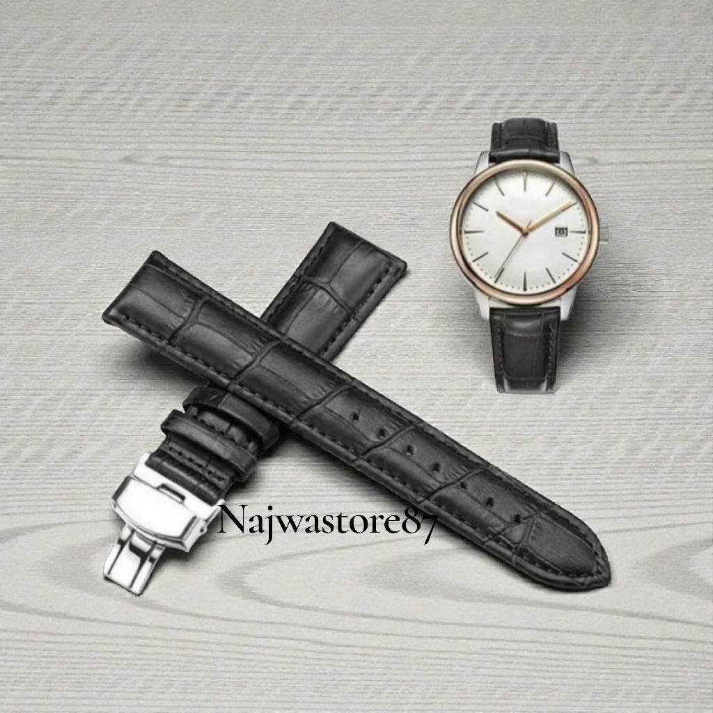 strap tali jam tangan kulit SEIKO buckle stenlees stell