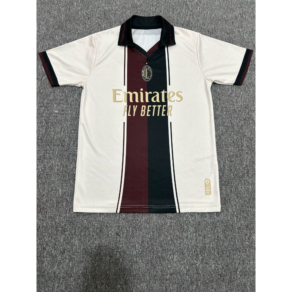 Jersey AC Milan Fantasy Cream Emirat Retro 1.0 by rsport indonesia full printing - baju warna cream 
