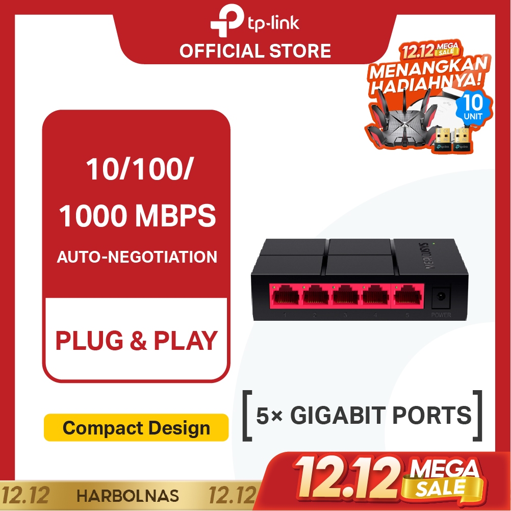 TP-Link | Mercusys MS105G | 5 Port Gigabit Desktop Switch | 1000 Mbps Ethernet Hub | Plug & Play