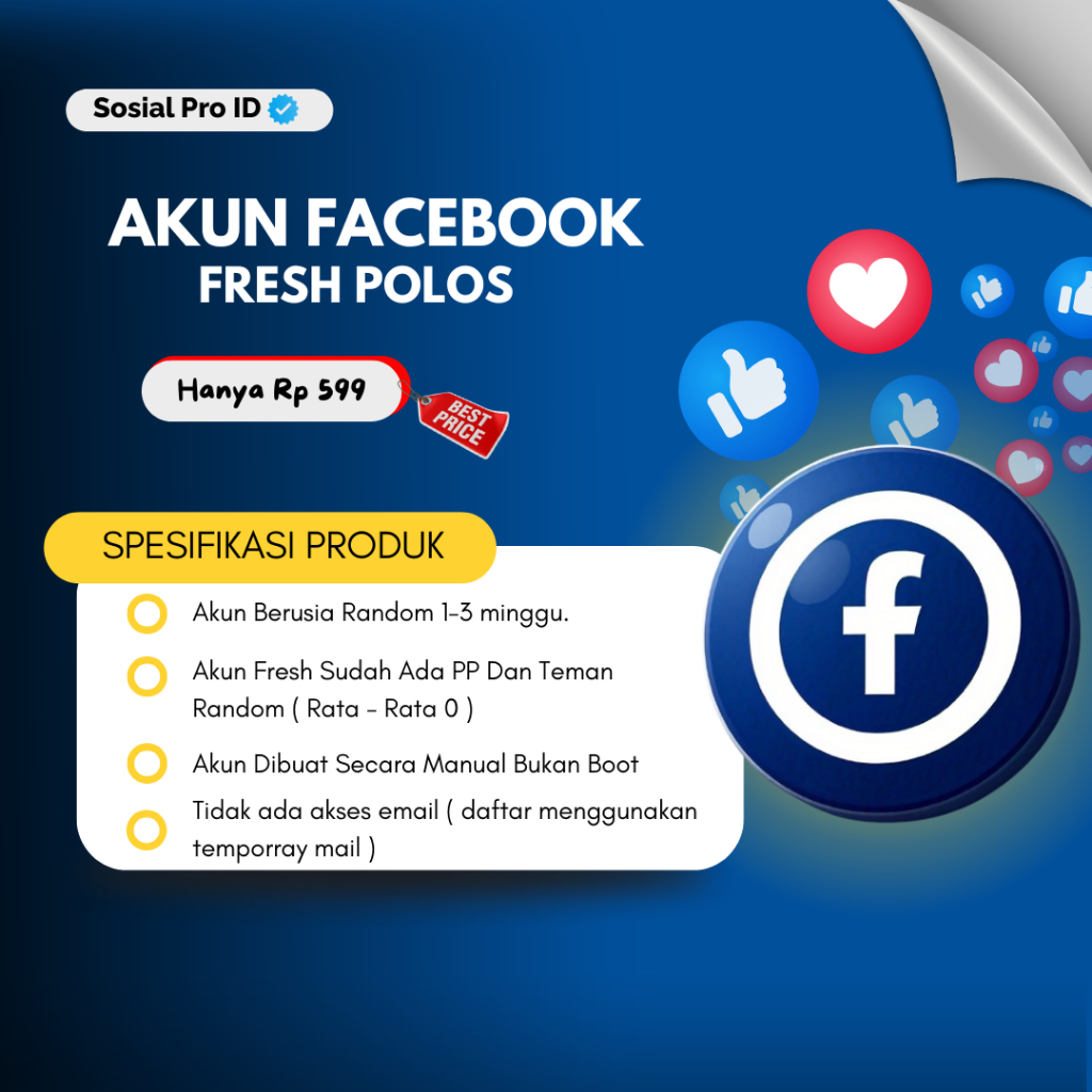 Akun Facebook Fresh Sudah Dilengkapi Foto Profil Daftar Email Temporary Gak Ada Akses  SOSIAL PRO ID