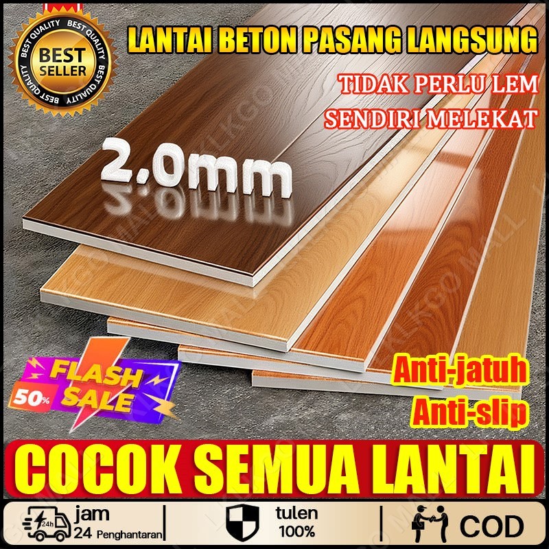 lantai vinyl motif kayu stiker lantai aesthetic Lantai berperekat tahan air untuk dekorasi lantai ru
