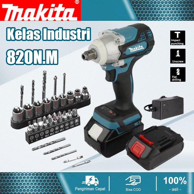 MAKITA Mesin Impact Baterai CORDLESS IMPACT WRENCH impact baterai Mesin Bor Baterai UNTUK BAUT MOBIL