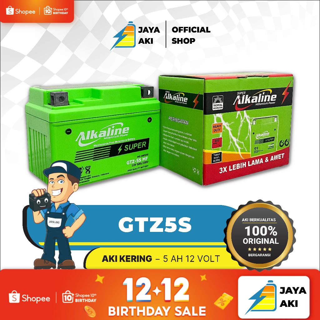 Aki Motor Beat Karbu Beat FI ALKALINE GTZ5S MF Accu Kering