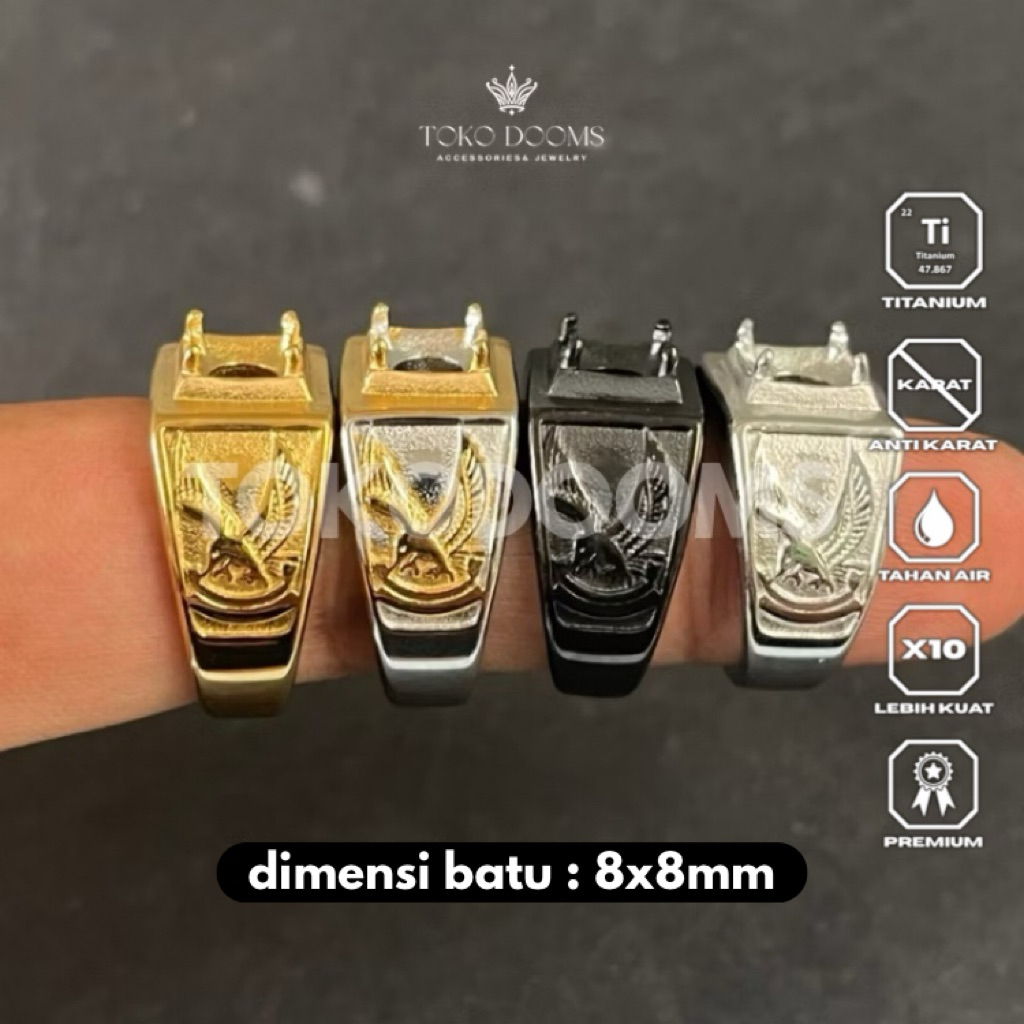 ring cincin emban cakar model garuda [TITANIUM] 8x8 super elegan super mewah halus