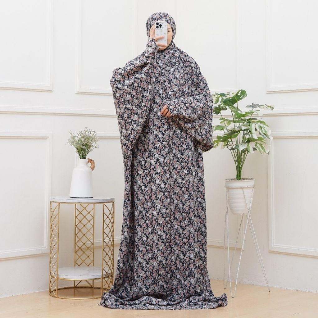 Mukena Hadramaut Rayon Super Terusan Motif Bunga