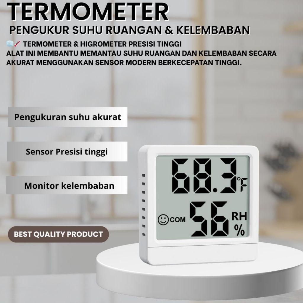 Termometer & Hygrometer pengukur suhu ruangan dan kelembaban akurat