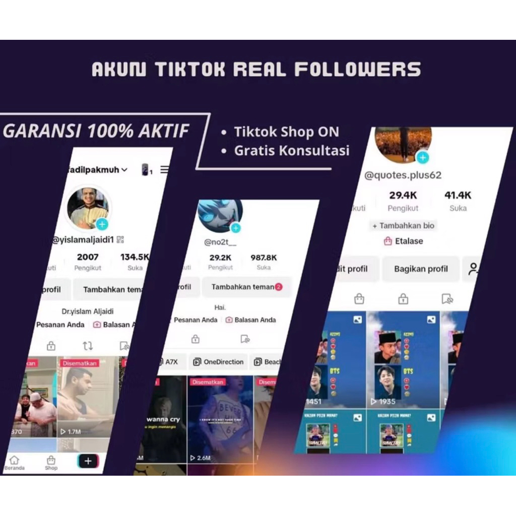 Akun TikTok Hasil Fyp 1000 Followers | Aktif Real Indo Untuk Live Afiliate