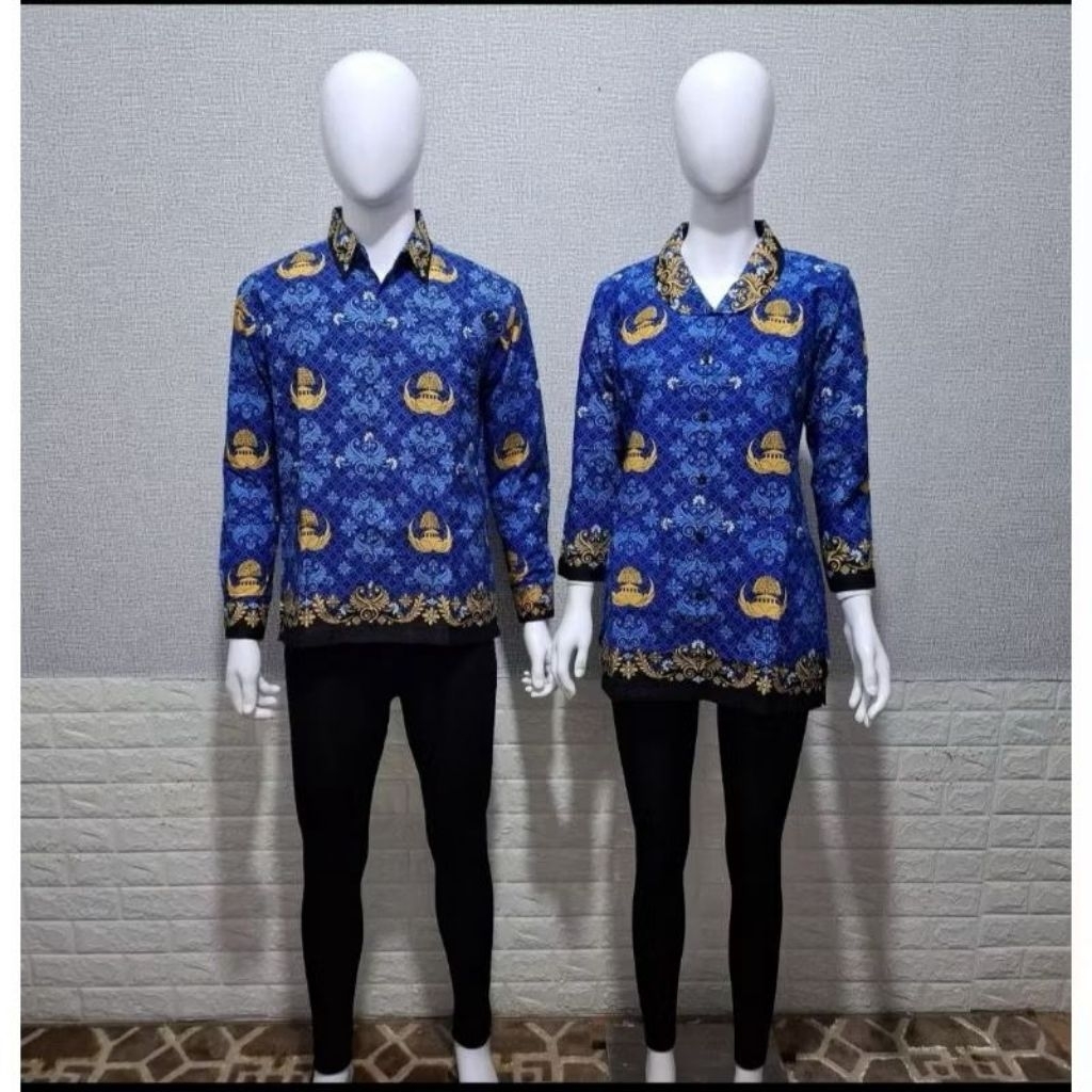 Batik korpri wanita terbaru Krah Hitam lapis puring