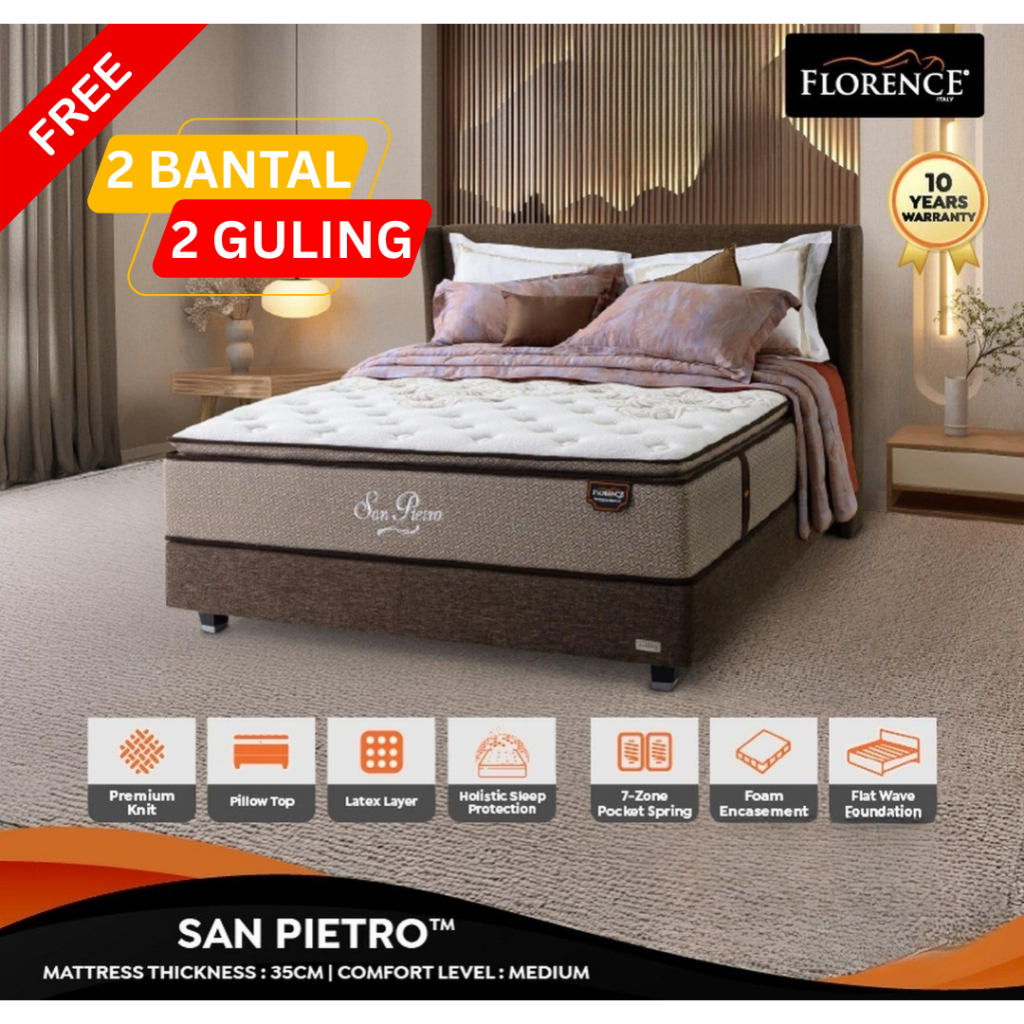 [READY STOCK] MATRAS SPRINGBED FLORENCE SAN PIETRO 180 X 200 X 35 CM | KASUR SPRINGBED FLORENCE SAN 