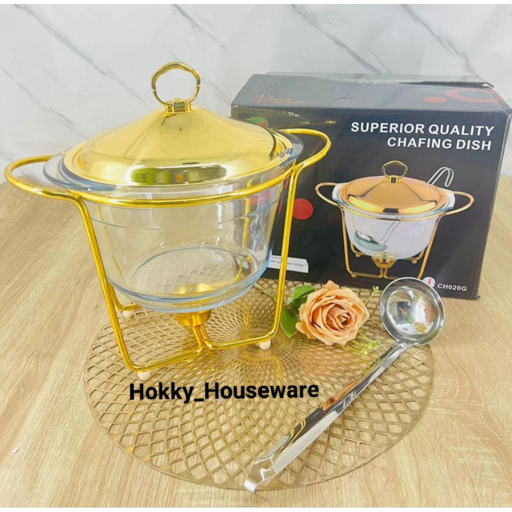 Prasmanan Kaca Full Gold Bulat 4 Liter (JUMBO)