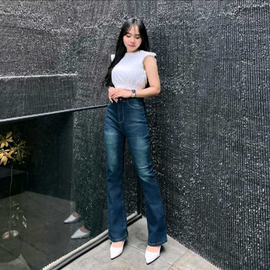 Highwaist Cutbray Jeans Retro Wanita-Celana Jeans Cutbray Wanita Model Retro Korea Terbaru