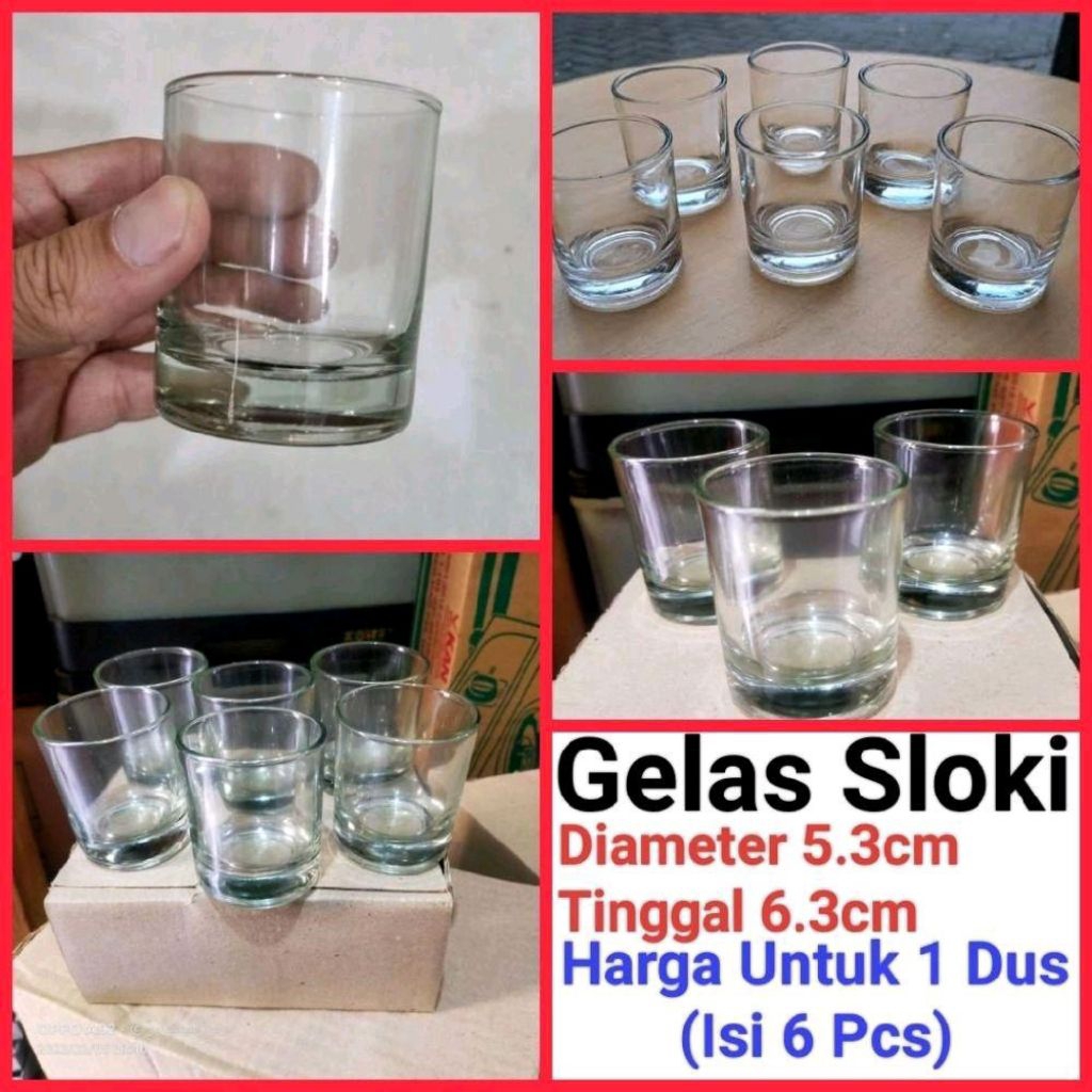 gelas kecil gelas sloki gelas kaca kecil gelas air ZAM-ZAM Harga 1 Dus (Isi 6 Pcs) PENDEK