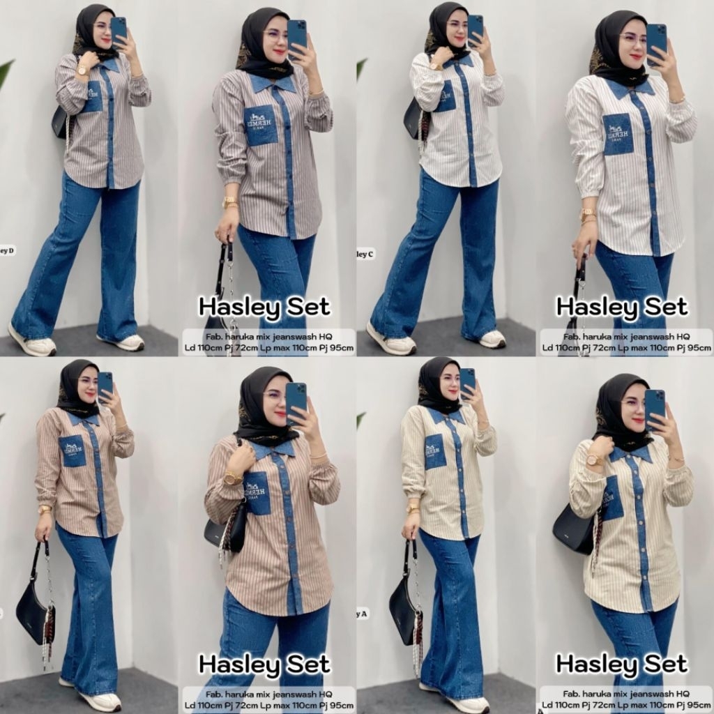 READY TANTRA SET | IVANKA SET | ELIKA SET | SETELAN JEANS MIX KATUN LABEL ZARA Tantra Set Kemeja Wan