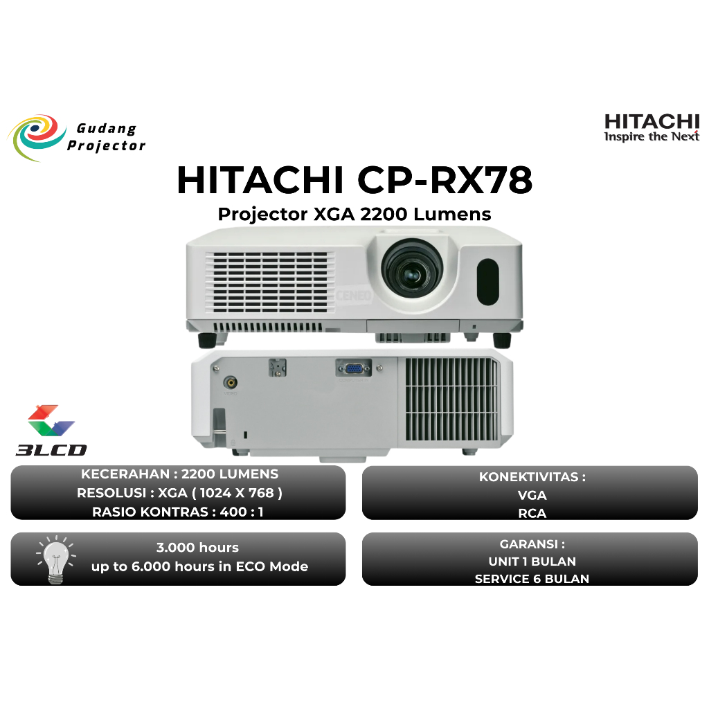 Proyektor Second Hitachi CP-RX78 2200 Lumens