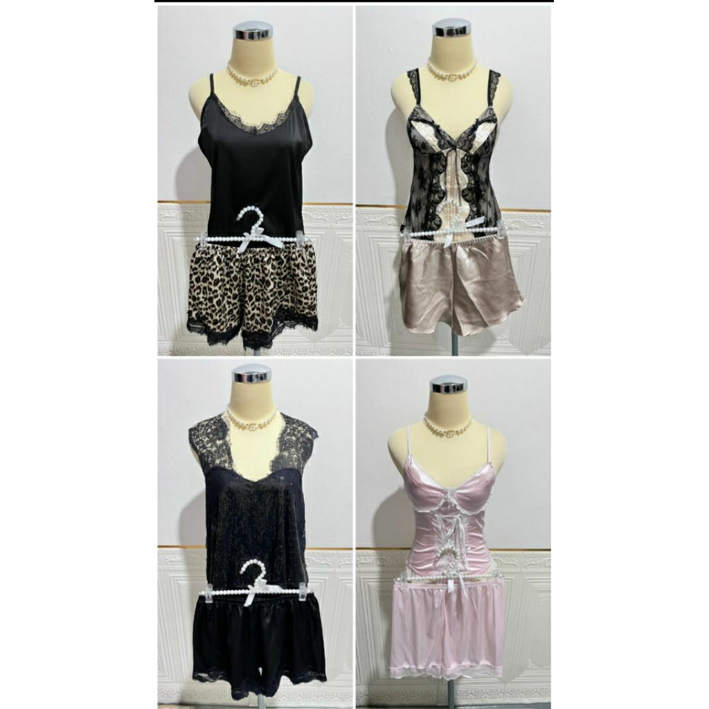 Settop satin/settop tali satu/baju tidur wanita kekinian ( kode A)