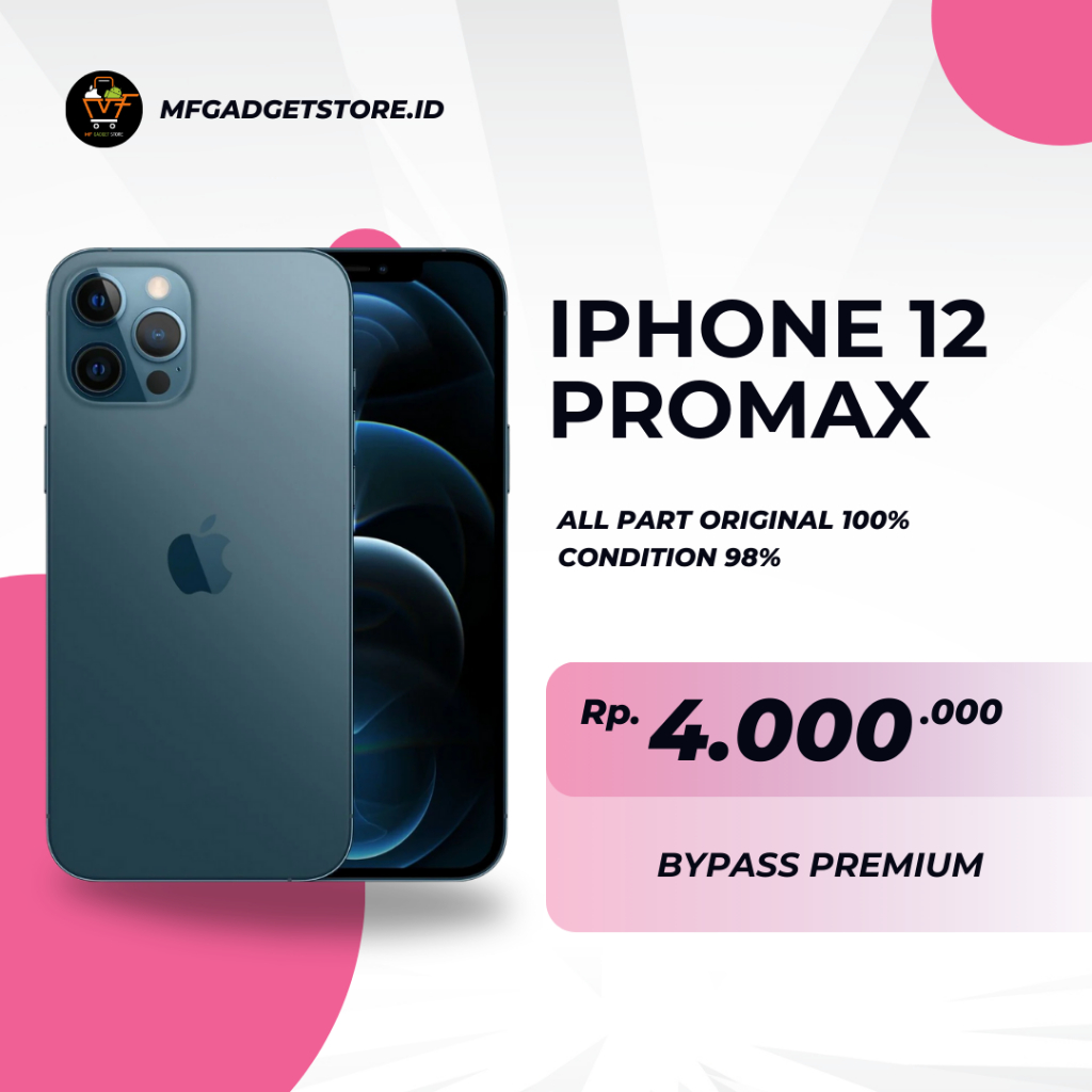 IPHONE 12 PROMAX BYPASS WIFI ONLY 512 GBIBOX Pacific Blue (Biru Pasifik) - SECOND Mulus No Minus LCD