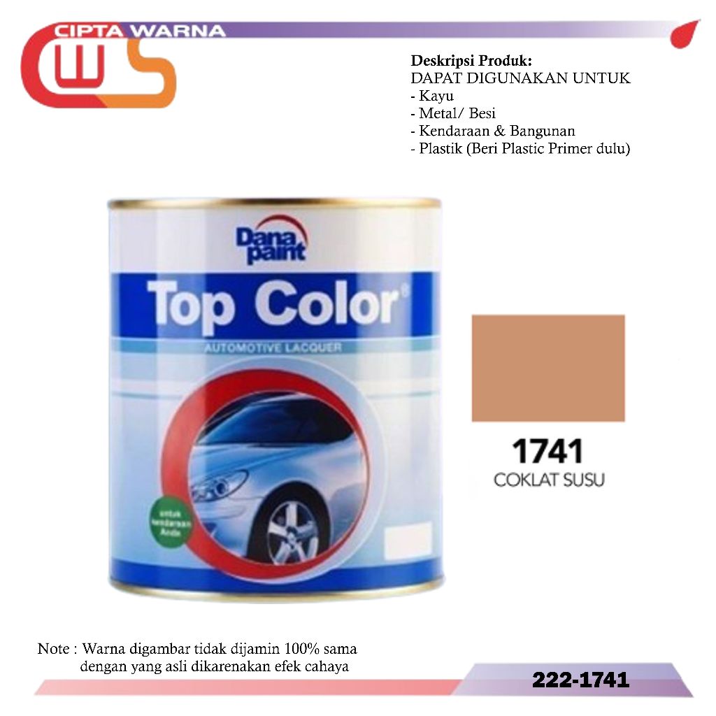 Top Color  Dana Paint Cat Duco Mobil Warna Coklat Susu 222-1741 1 Liter