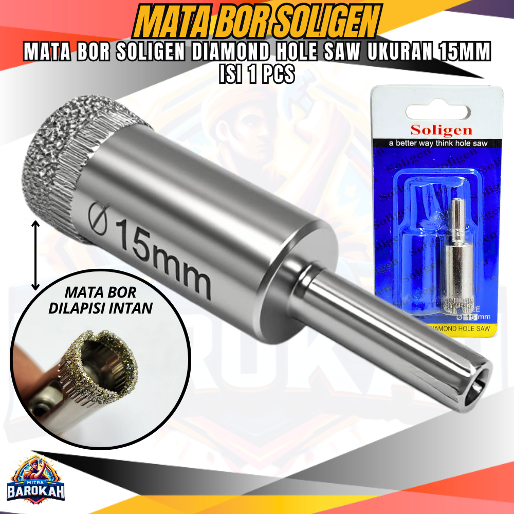 Mata Bor Kaca SOLIGEN 15 mm / Mata Bor Keramik Marmer Granit 15mm SOLIGEN Intan Diamond Asli soligen