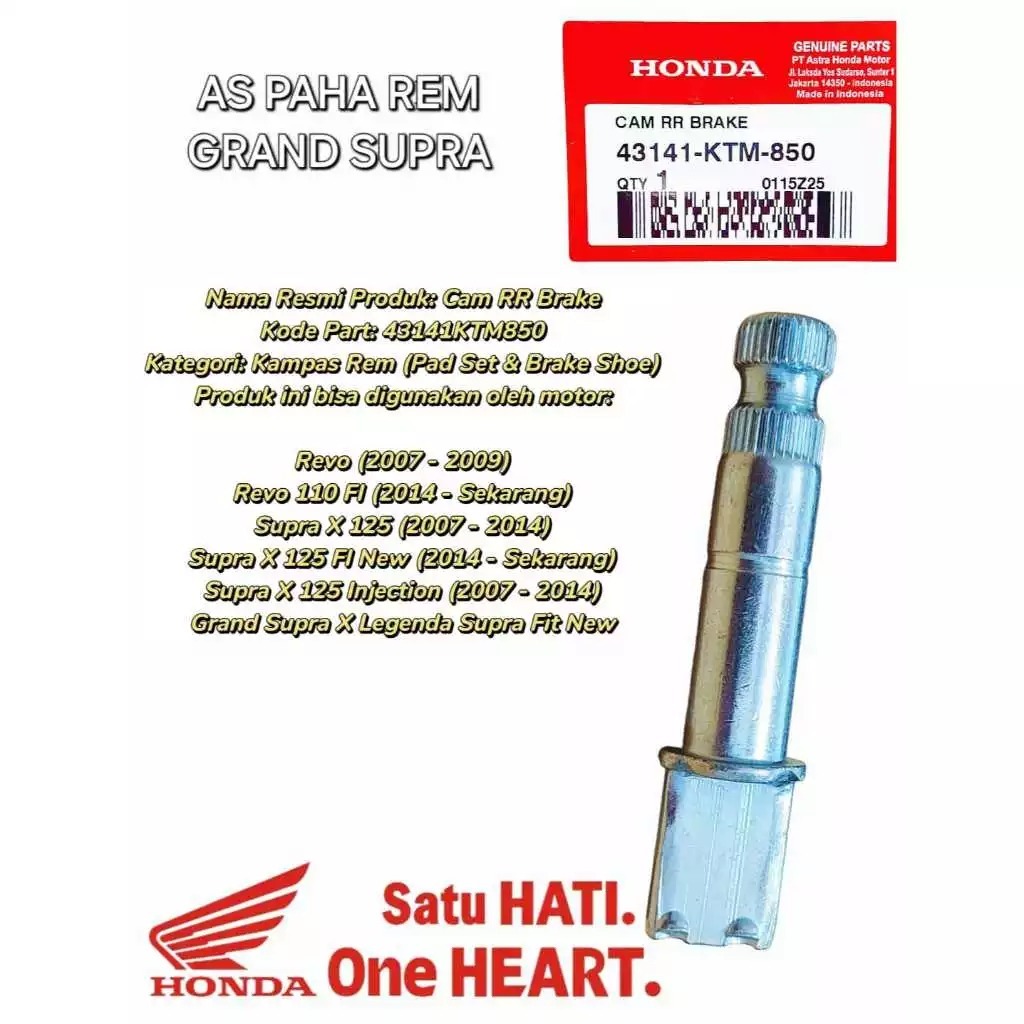 As Paha Rem Grand Supra X 125 43141-KTM-850 Original