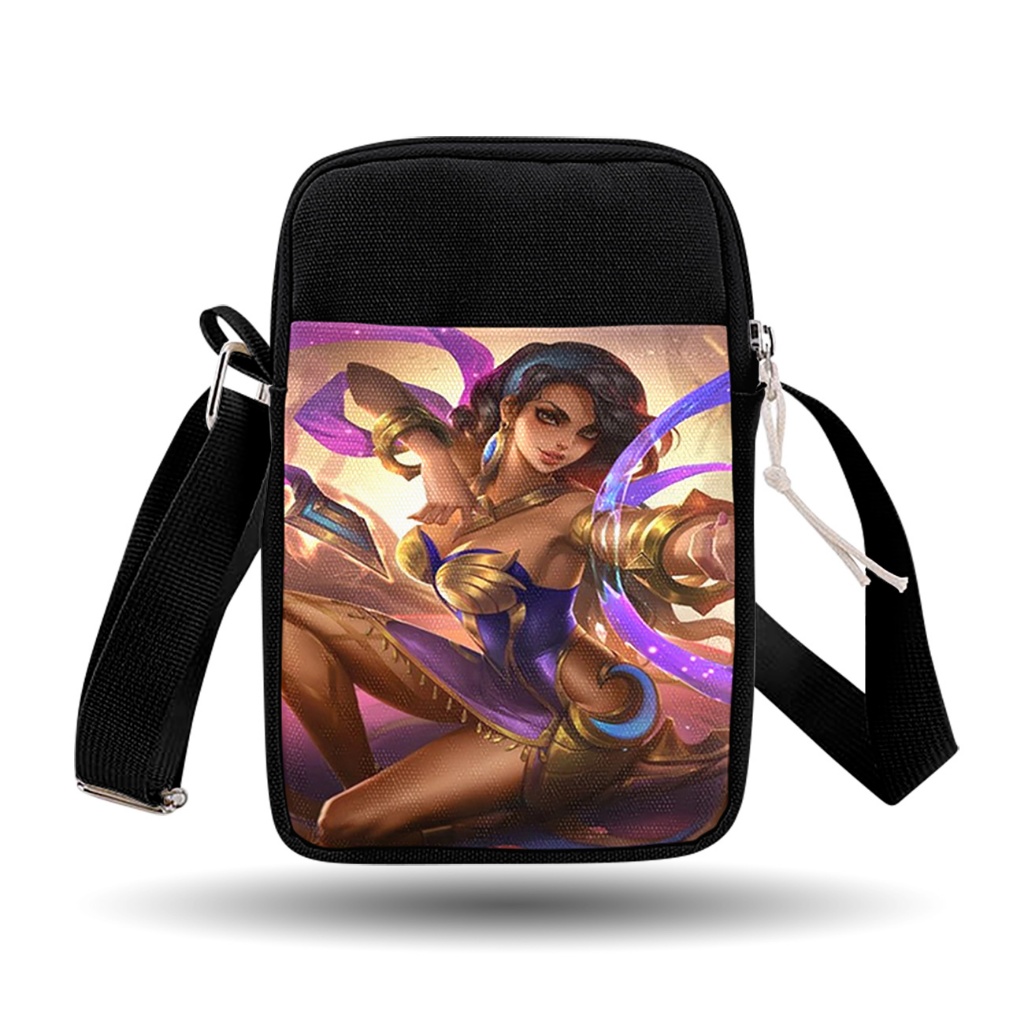 Tas Selempang Rabil Bahan Kanvas Waterproof Pria Wanita Motif Esmeralda MLBB Mobile Legend
