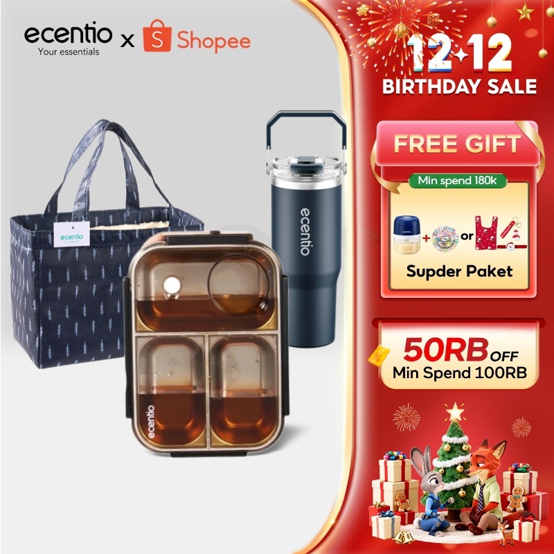 [12.12 Limited Paket]ecentio tumbler Stainless 900ml Portable Thermos Botol minum besar tas tumbler 