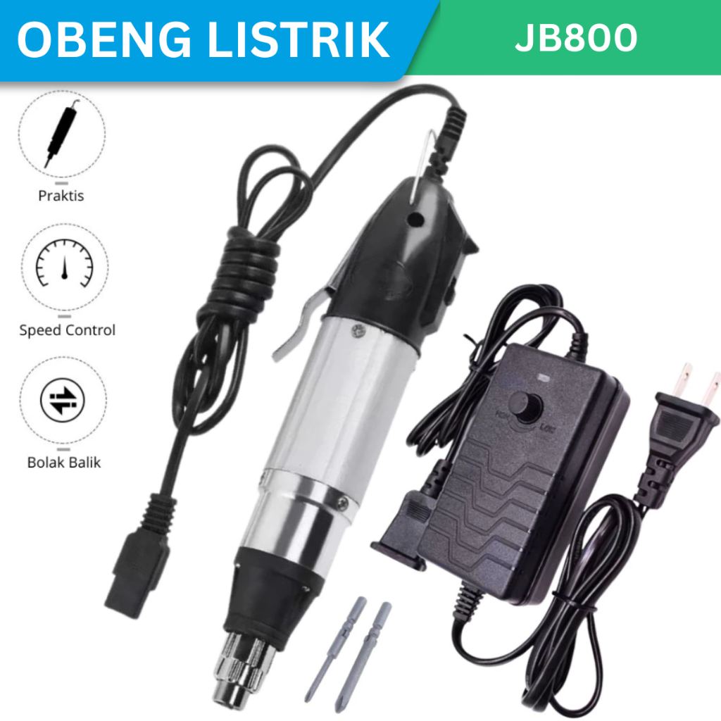 Obeng Listrik Screwdriver Elektrik JB800 Bolak Balik Lengkap mata Obeng Plus