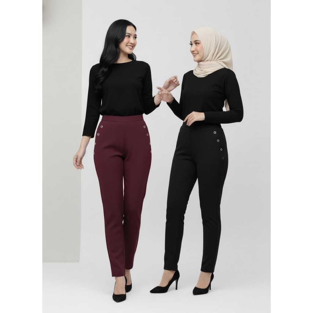 Celana Panjang Wanita Model Ayu Ting-Ting, Pinggang Karet, Nyaman Harian by mahabbah collection