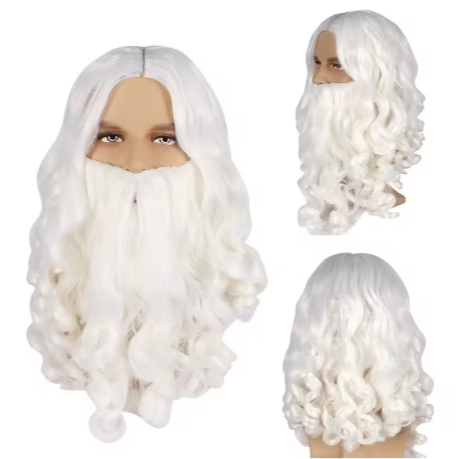 natal janggut santa klaus janggut putih ikal dan wig ikal