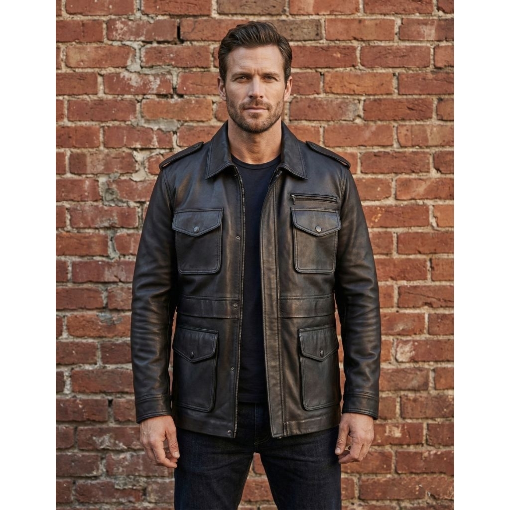 jaket kulit asli Kulit domba model Safari terbaru