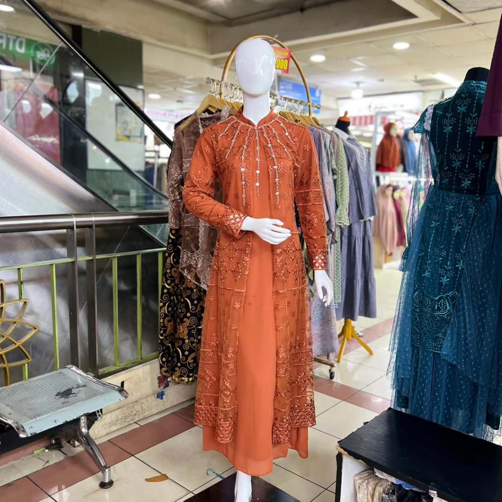 GAMIS PESTA MEWAH BIANCA TERACOTTA SAMA EMERALD BLUE SUPER MEWAH ELEGAN CANTIK GAMIS TRENDY