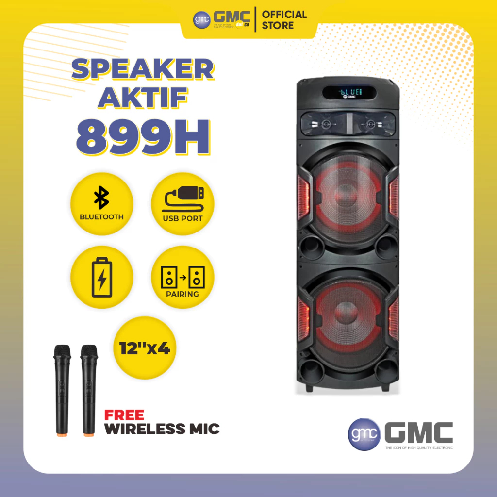 GMC SPEAKER 899H MULTIMEDIA BLUETOOTH + 2 MIC WIRELESS | TERMURAH | GRATIS ONGKOS KIRIM*