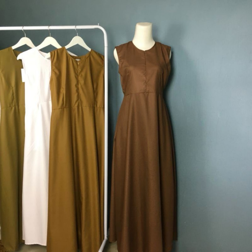 GAMIS INNER KATUN TOYOBO TANPA LENGAN INNER DRESS KERJA HAMIL