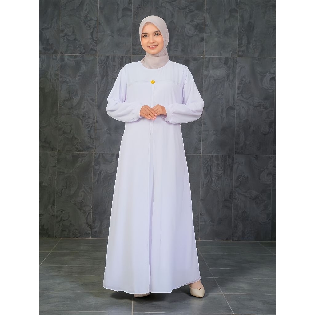 Elfiraza dress gamis polos putih bahan ceruty babydoll import premium