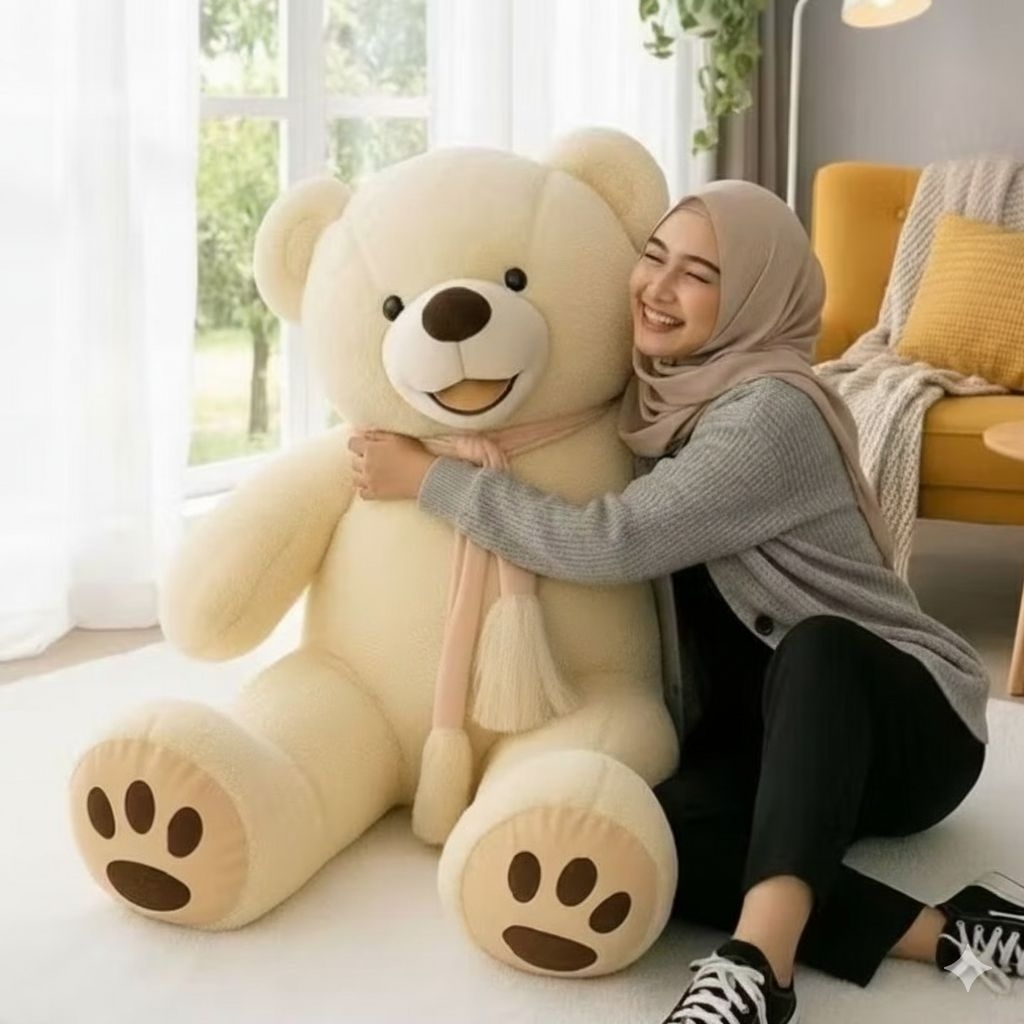 Boneka Tedy bear Beruang SMILE Super Jumbo LOUGHING MOUNT 1 Meter Lebih // Sudah ber-SNI // Cocok Un