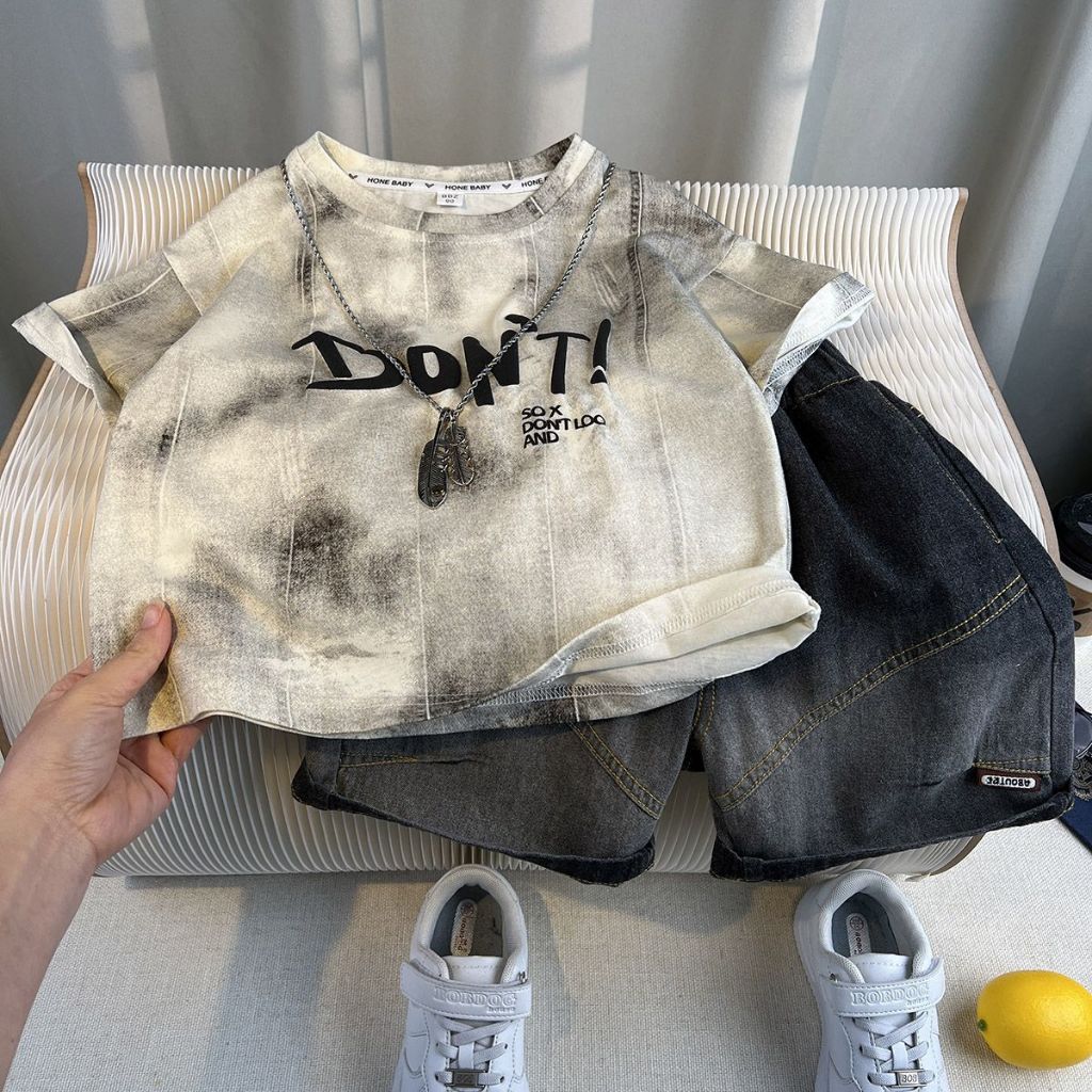 Setelan Anak Laki Laki 3 - 10 tahun Kaos dan Celana Jeans Baju OOTD Anak GOZAL