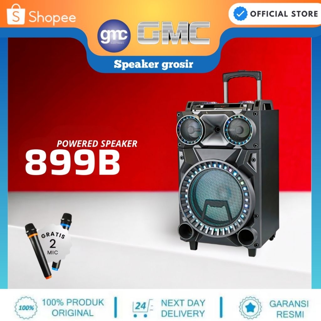 GMC Speaker Bluetooth 899B + 2 Mic Wirelles TERMURAH