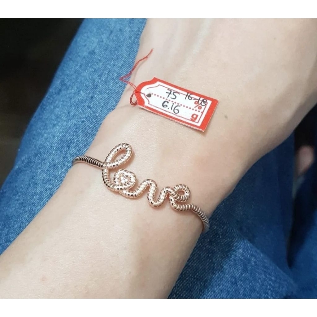 Gelang rantai emas 75 love rosegold