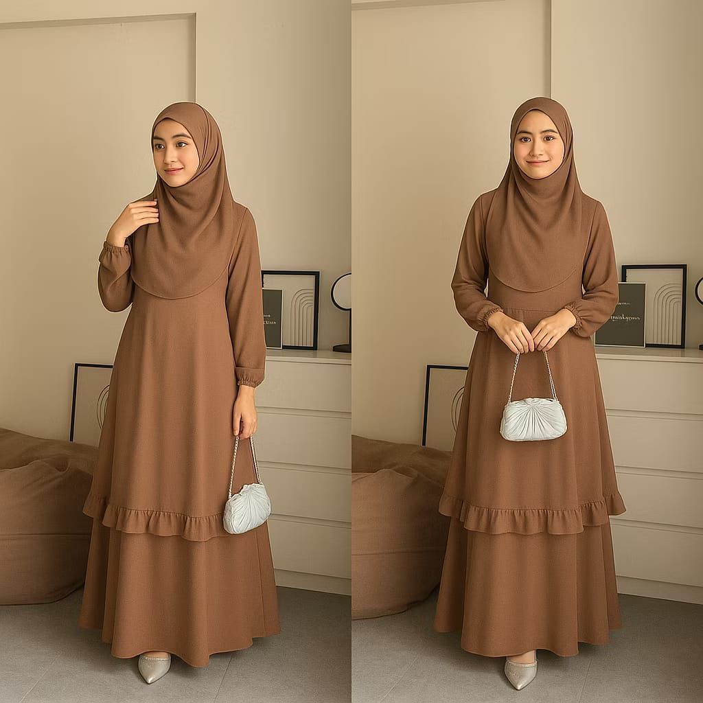 dress Mecca malayya look/ dress Mecca kurung jumbo/gamis malay mecca wanita remaja dewasa bahan ceru