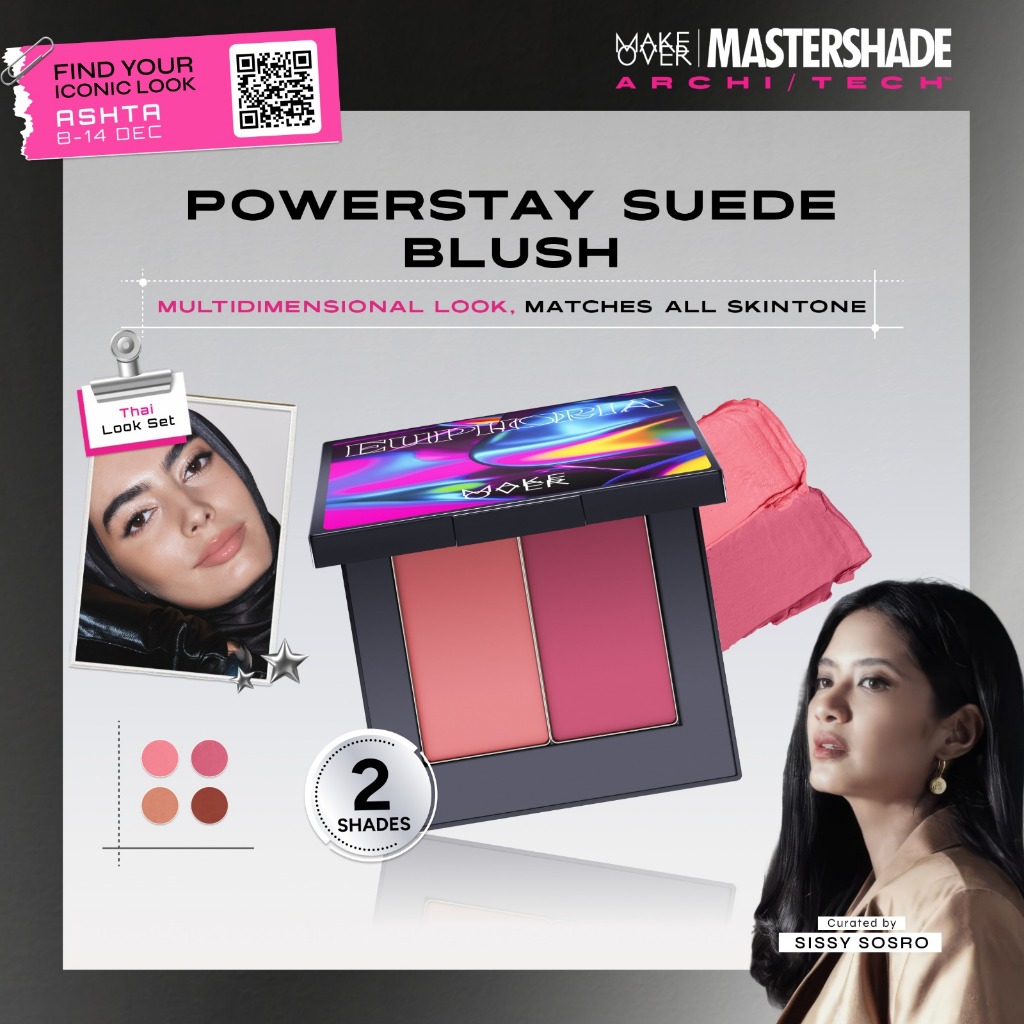 [SPECIAL MASTERSHADE] MAKE OVER Powerstay Suede Blush - Cream Blush, Blush On Make Over Pigmented Bl