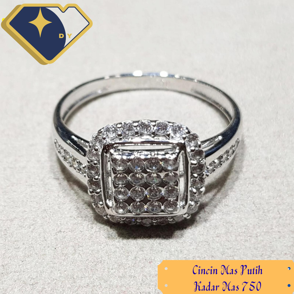 Cincin mas Putih Permata Zirconia Baru Kadar mas 750