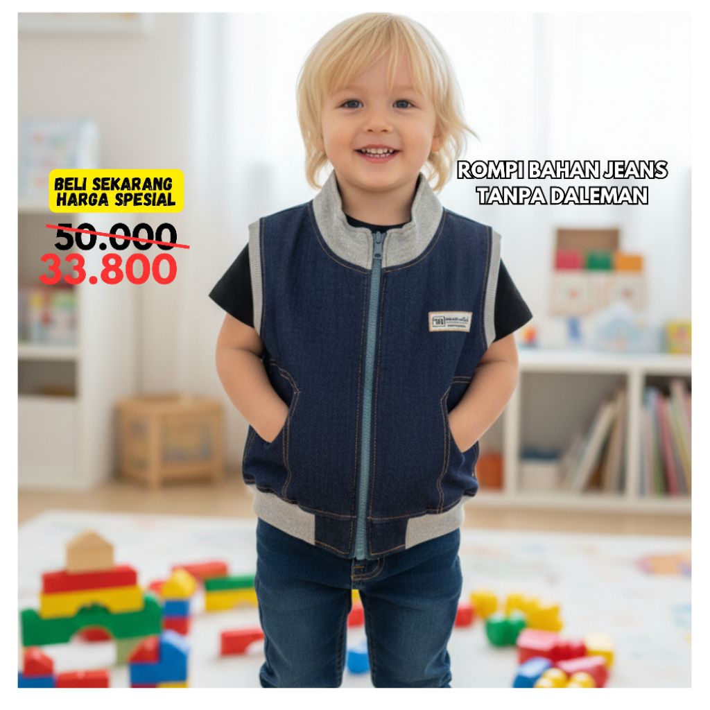 Rompi anak 2 tahun laki laki bahan jeans