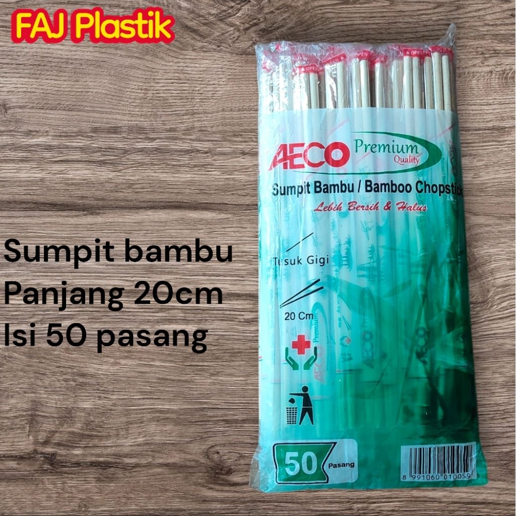 Sumpit bambu Aeco premium isi 50 pasang+tusuk gigi sumpit kayu bakmi sumpit bambu bakmi sumpit mie