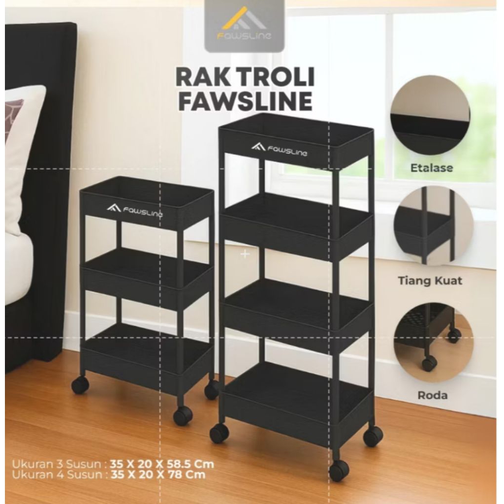 Rak serbaguna monokrom Fawsline | hitam