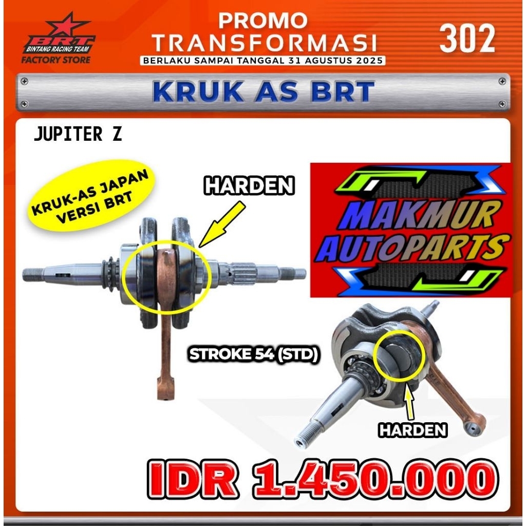 KRUK AS JEPANG/SUPER CRANK SHAFT BRT JUPITER Z 5TP - VEGA R 110 - BINTANG RACING TEAM
