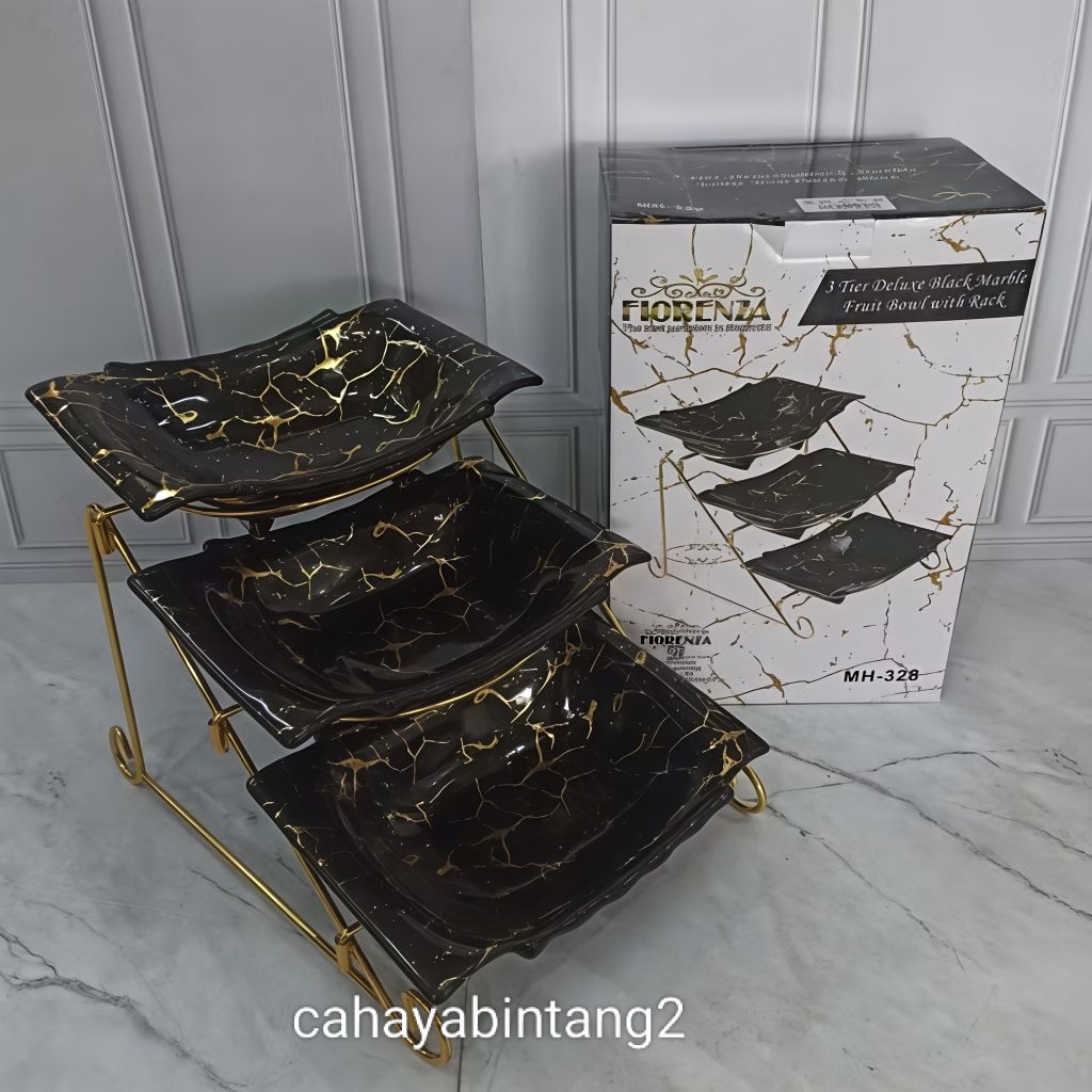 Wadah Buah Bertingkat Keramik Marble Fiorenza 328