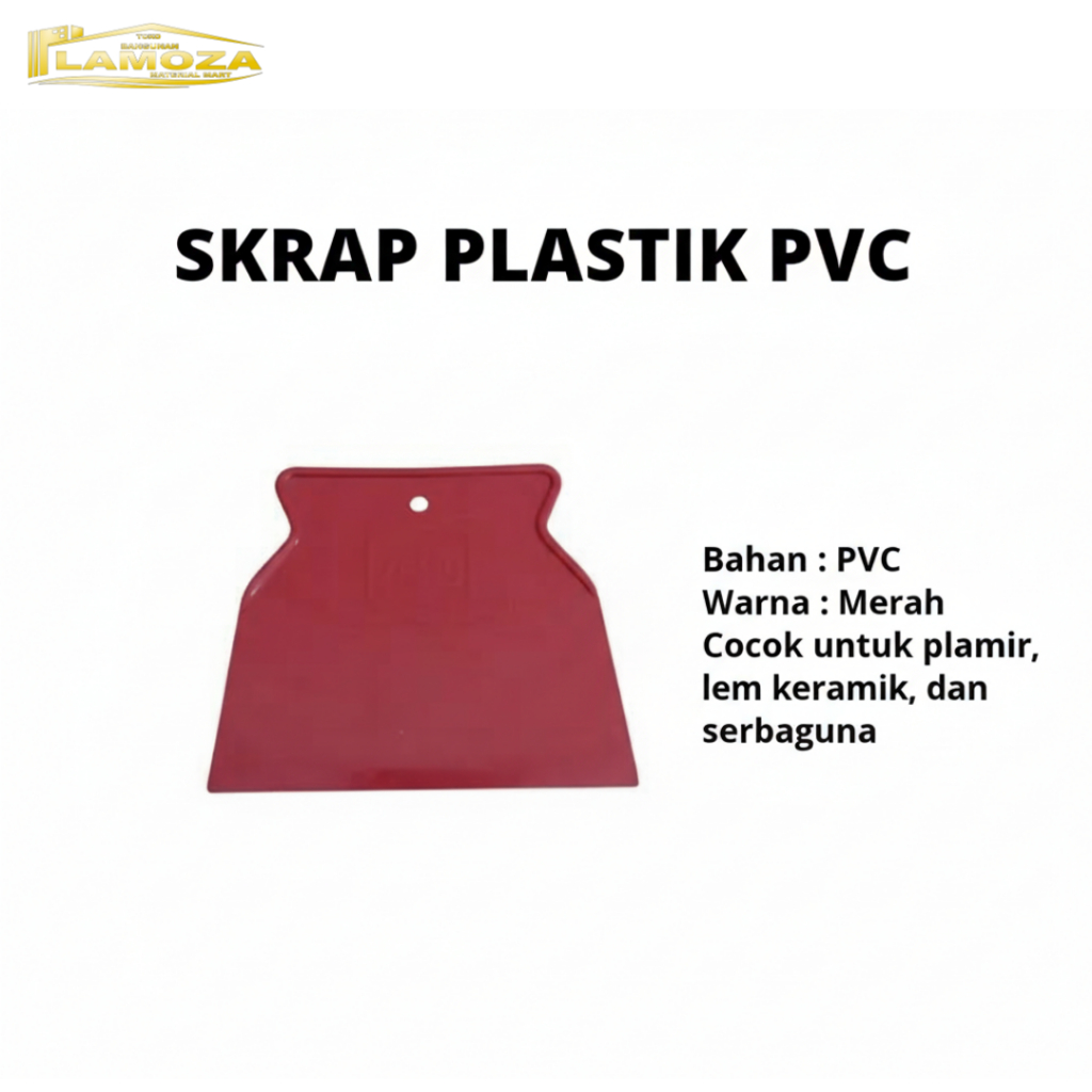Kape Plastik PVC Merah 5'  – Skrap Dempul Plafon & Tembok