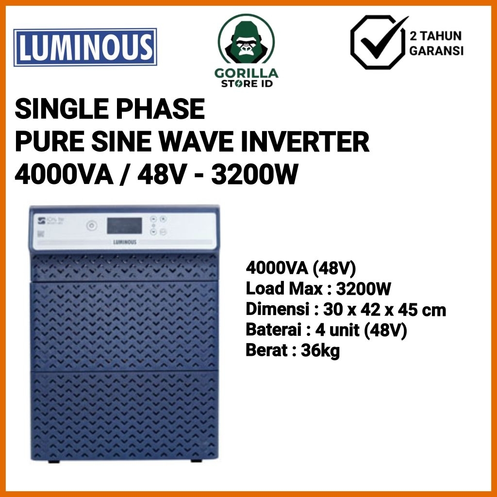 INVERTER LUMINOUS PURE SINE WAVE UPS ICRUZE 4000VA 48V