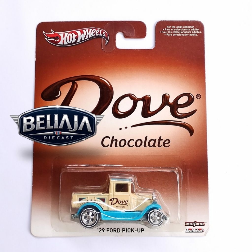 HOT WHEELS 29 FORD PICKUP BLUE CREAM POP CULTURE DOVE CHOCOLATE BAN KARET BASE BESI